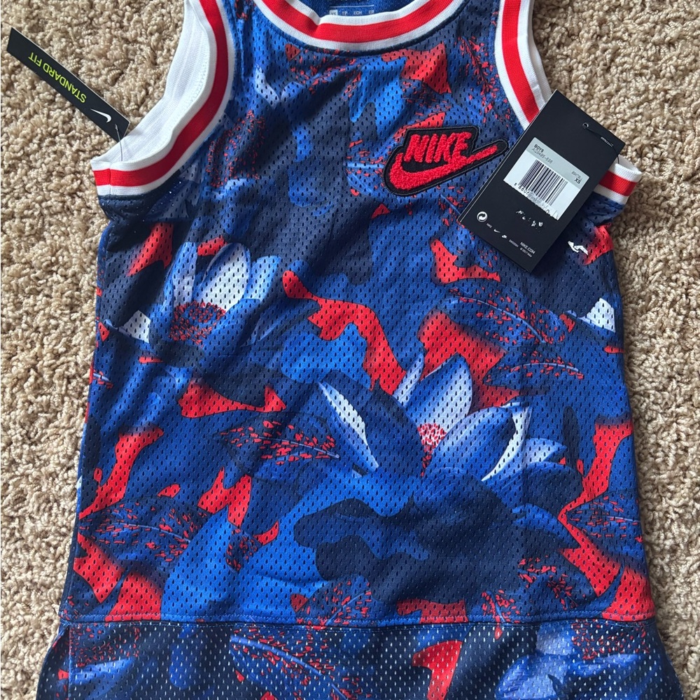 Nike Kids Blue and Red Tank Top